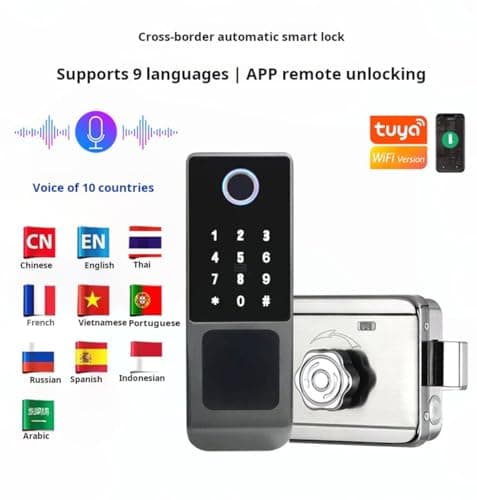 Xenocam Waterproof Outdoor Gate Smart Rim Door Lock WiFi Fingerprint Lock Support Password IC Card Key Wiring Digital Gate Access Control for Tuya — view 4