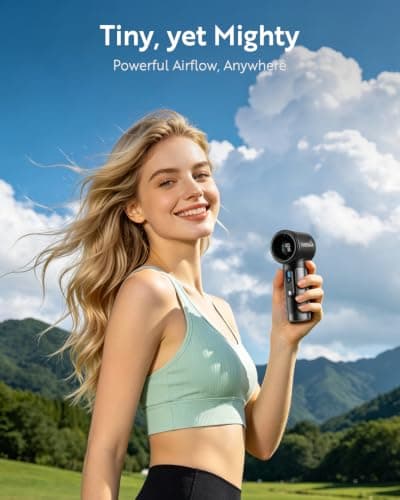 CHEERAIR Handheld Portable Fan, Adjustable Speed Powerful Mini Personal Fan, Rechargeable 5000mAh Battery Up to 18 Hours Runtime, Pocket Turbo Fan with Smart LED Display for Travel, Office, Outdoor — view 6