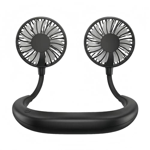 Portable Neck Fan, Hand Free Personal Hanging Neck Sports Fan USB Rechargeable (3 Speed Adjustable) Wearable Cooling Head Fan,360 Degree Free Rotation for Traveling, Sports, Office, Reading (Black)
