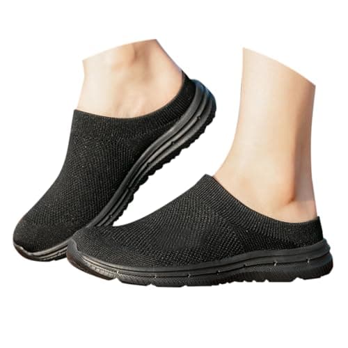 Unisex Mesh Fashion Slides Breathable Athletic Sandals Comfortable Thick Sole Summer Casual Footwear Easy Slip-On Lazy Slippers Indoor Outdoor Slides for Walking Garden Travel Black — view 6