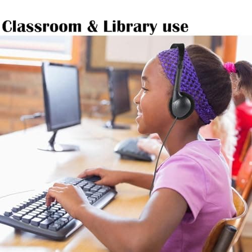 Tagtight 10 Pack Wired Classroom Headphones, Adjustable On-Ear Headsets, Bulk Headphone with Stereo Sound, Mini Stereo Lightweight Headphones for School Library Computer Lab & Testing — view 6