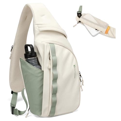 GOLF SUPAGS Sling Crossbody Bag for Men Women Tactical Shoulder Daypack Anti-Theft Cross Body Chest Bags for Casual Travel Hiking Sport Gym Motorcycle (Cream White & Mint Green)