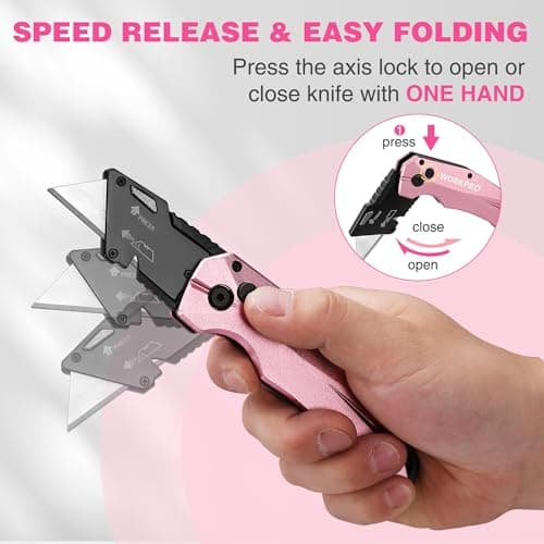 WORKPRO Folding Utility Knife with 10 SK5 Blades, Box Cutter with Belt Clip — view 5