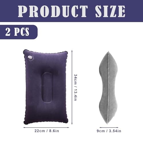XINXINGDINGSHENG 2 PCS Inflatable Pillows Mini Compressible Waterproof Travel Pillow Ultralight Soft Flocked Blow Up Pillows Portable for Travel Camping Sunbathing Office Park Home — view 2