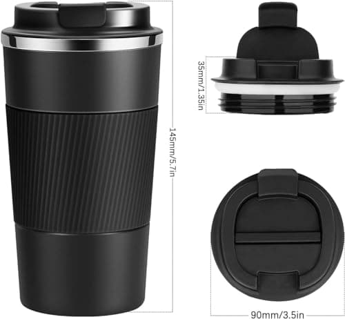 YINJAM Travel Mug 380ml Reusable Insulated Coffee Cups Vacuum Insulation Stainless Steel Thermal Bottle for Hot Cold Drinks (Purple, 380ml) — view 3