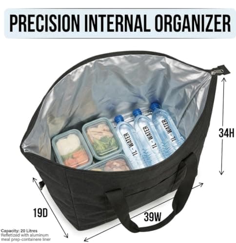 Tzvosxm 20L Foldable Cooler Bag Insulated Leakproof Black Lunch Bag — view 2