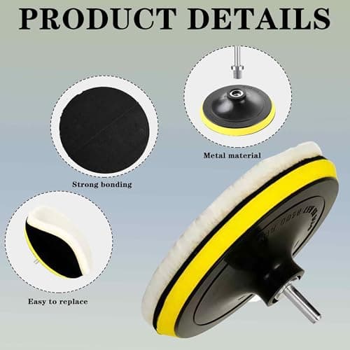 13 PCS Car Polishing Pads for Drill, 100mm Wool Buffing Pads Kit with Backing Plate M14 Drill Adapter for Car Detailing Waxing Buffing Furniture Polishing Kit — view 3