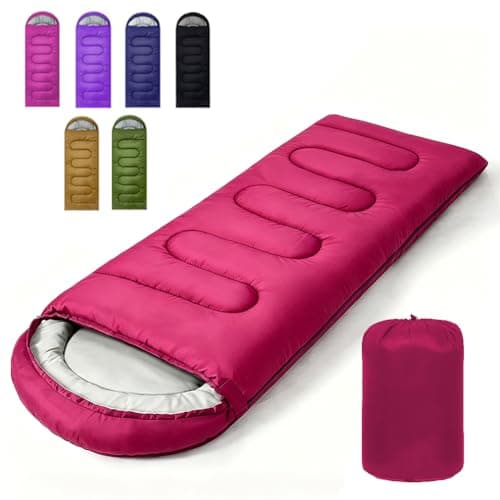 Sleeping Bags for Adults & Kids Sleeping Bag for 3-4 Season, Adult Blanket, Ultralight Carry Bag, Lightweight Compact, Soft for Outdoor Camping, Travel, Hiking (Rose red Plush Comfort 0-18°C)