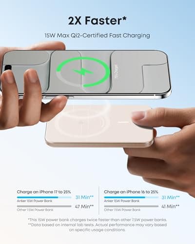 Anker Nano Magnetic Ultra Slim Power Bank Qi2 15W Wireless Portable Charger — view 4