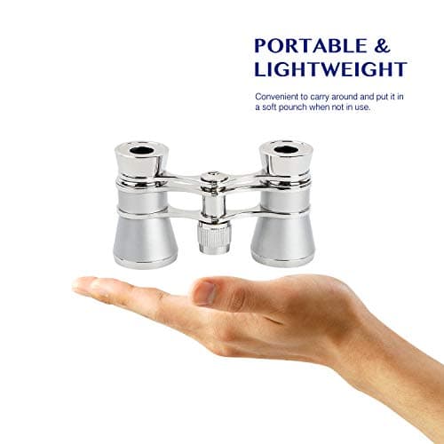 Aomekie 3X25 Opera Glasses Theatre Binoculars with Chain for Concerts Horse Racing Classical Women Gift(Silver) — view 2