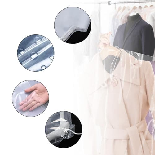 10 Pack Long Dress Covers 71 Inch Plastic Clothes Covers Protector Bags Clear Garment Bags for Hanging Clothes Dry Cleaning Bags for Suits Dresses Coats Jackets Shirts — view 3