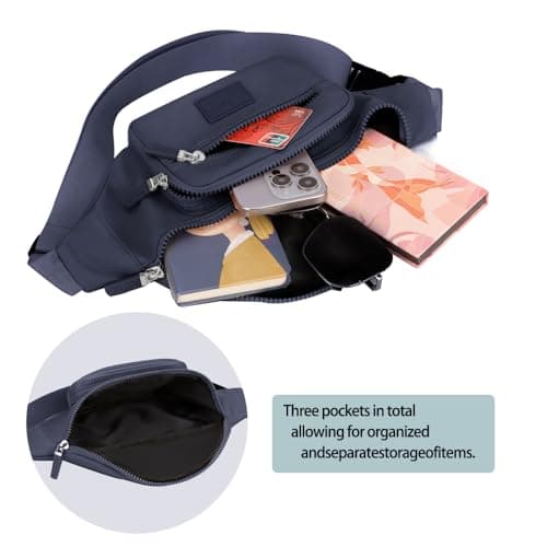 Bumbags for Ladies Bum Bag Fanny Pack Men Women Waist Pack Lightweight Adjustable for Running Walking Hiking Jogging (Blue) — view 4
