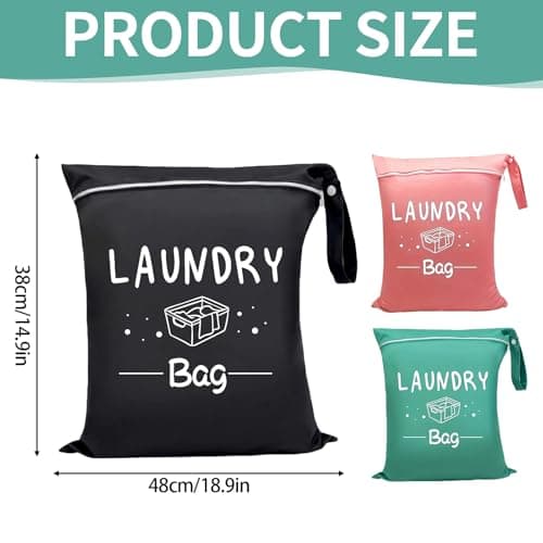 3 Pcs Travel Laundry Bag, 38 X 48 cm Laundry Bags for Travelling Dirty Clothes Bags with Zipper Wet Clothes Bag for Swimming Home Travel Holiday Camping — view 2