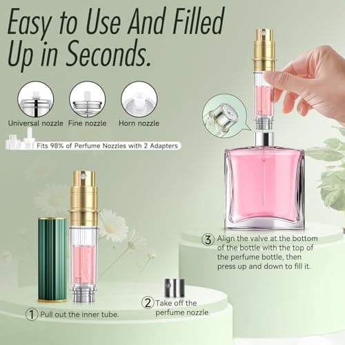 Perfume Atomiser, 5ml Perfume Travel Bottle, Refillable Perfume Bottle Mini Atomiser Spray Perfume Dispenser Refill Bottle fits Purse Handbag Pocket Luggage for Women and Men (Green) — view 6