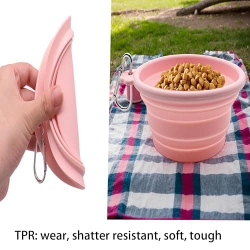 2 Pack Collapsible Dog Bowl, Foldable Silicone Dog Water Bowl, Portable Travel Dog Bowl For Food And Water, Non Slip Collapsible Bowl For Outdoor Walking Hiking And Training Pets (Pink+Purple) — view 6