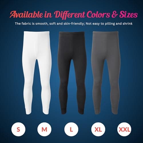 Men’s Thermal Underwear Pants Base Layer Leggings – Warm Long Johns for Cold Weather, Winter Sports, Running, Hiking, Skiing & Outdoor Activities (UK, Alpha, XL, Regular, Regular, White) — view 3