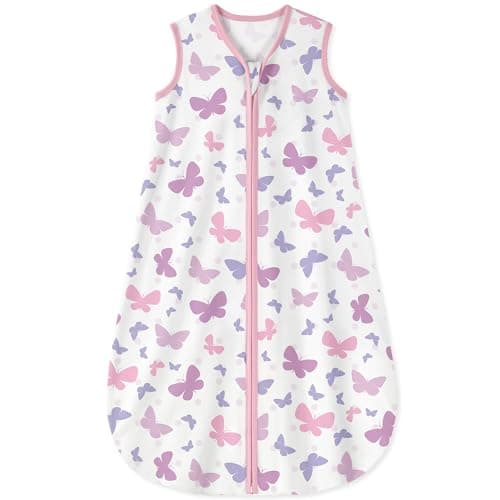 Yoofoss Baby Sleeping Bag 0.5 Tog 0-6 Months - 100% Organic Cotton Summer Lightweight Sleep Sack Soft Sleep Bag for Newbron Infant Unseix Girl Wearable Blanket