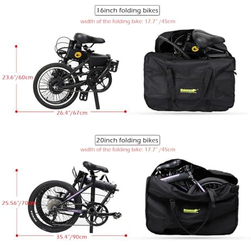 Rhinowalk Folding Bike Bag for 20 inch Folding Bikes - Waterproof Bicycle Travel Carrying Case Outdoors Bike Transport Bag for Cars Train Air Travel (Black 20inch) — view 3