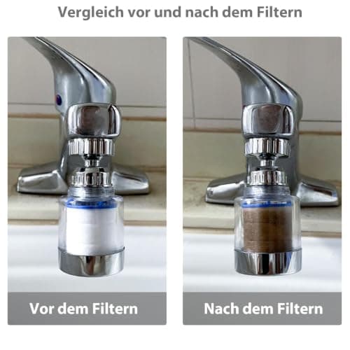 VZU Pack of 2 Tap Filters, 360° Water Filter Tap with 8 Filter Elements and Universal Adapter, Water Filter Drinking Water, Universal Adapter for Sink, Kitchen, Bathroom — view 5