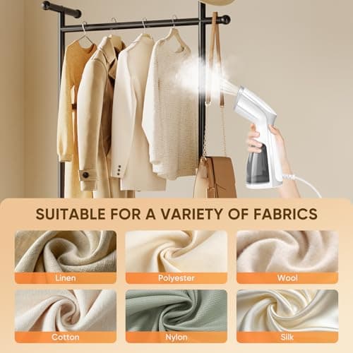 ZStarlite Portable Travel Handheld Steamer for Clothes, Travel Garment Steamer Clothes Steamer, 1000W Strong Penetrating Fabric Garment Wrinkle Remover, for Home, Office, Travel - White — view 6
