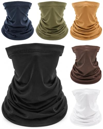 Awumbuk 6 Pack Multifunctional Headwear Neck Scarf Snoods for Men Face Mask Unisex Neck Gaiter Elastic Motorbike Face Mask Windproof Bandana for Cycling Sports Outdoors Running Hiking Outing