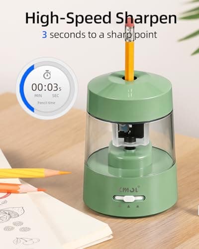 ZMOL Electric Pencil Sharpener 6-12mm Jumbo Colored&No.2 Pencils Grey-Green — view 6