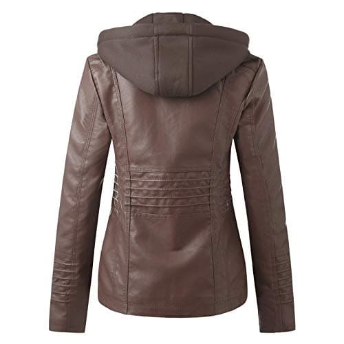 Womens Leather Jacket Biker,Leather Jacket For Women Pu Biker Moto Jacket Long Sleeve Tops Zip Up Faux Leather Jacket Slim Fit Lapel Coat Classic Short Jacket Motorcycle Coat With Zip Pockets Jackets — view 3