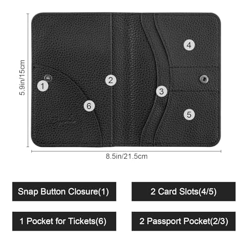 Lychii Leather Passport Wallet for Women and Men, PU Travel Protector Wallet Pouch Protective Case for Passport, Boarding Pass and ID Card — view 2