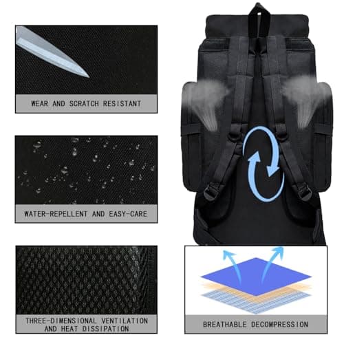 Wesoke 80L 100 liters Camping Hiking Backpack for Men, Extra Large Survival Hunting Backpack, Waterproof Big Molle Military Tactical Rucksack, Oversized Outdoor Sport Travel Daypack — view 6