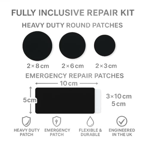 TSR Wetsuit Repair Kit - Fix neoprene Wetsuits - Drysuits - Fishing Waders - Neoprene Boots And Gloves - Neoprene Glue And Heavy Duty Patches - Waterproof Long Lasting Repair — view 3