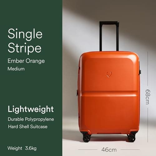 ANTLER Single Stripe Hard Shell Medium Suitcase + Laundry Bag - 68x46x31cm 89L, Expandable, Lightweight, 4 Spinner Wheels, TSA Lock - Durable Check in Luggage - Ember Orange — view 2