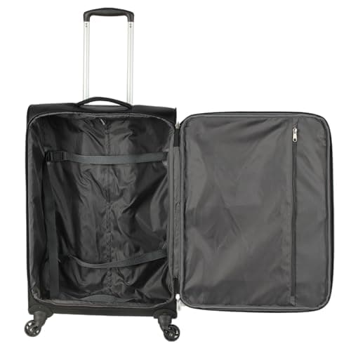 Raffinato Set of 3 Lightweight Suitcases - 20", 24", & 28" Luggage Set with 4 Spinner Wheels, Telescopic Handle, Durable Soft Shell & Spacious Interior for Travel - 3-Piece Luggage Set, Black — view 4