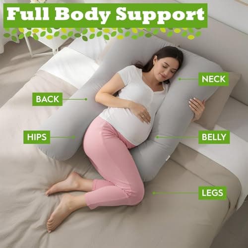 Nicola Spring Pregnancy Pillow for Sleeping - U Shaped Full Body Maternity Pillow with Storage Bag, Pregnancy Support Pillow for Back, Belly, Hips, Legs & Neck, Side Sleeper Cushion, Grey — view 4