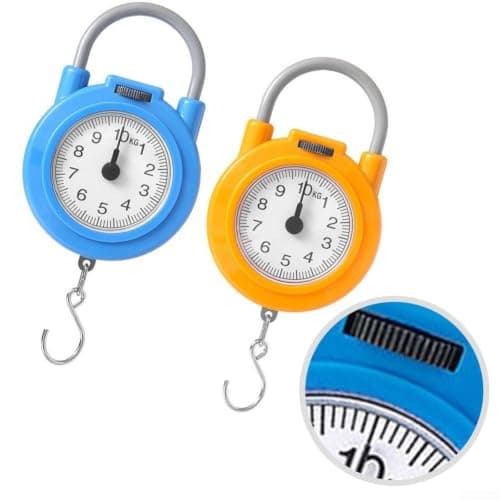 Portable Kitchen Scale with Hook - Manual Spring Food Weighing Tool for Cooking Baking - Compact Handheld Luggage Scale 16cm Blue Yellow(Yellow) — view 6