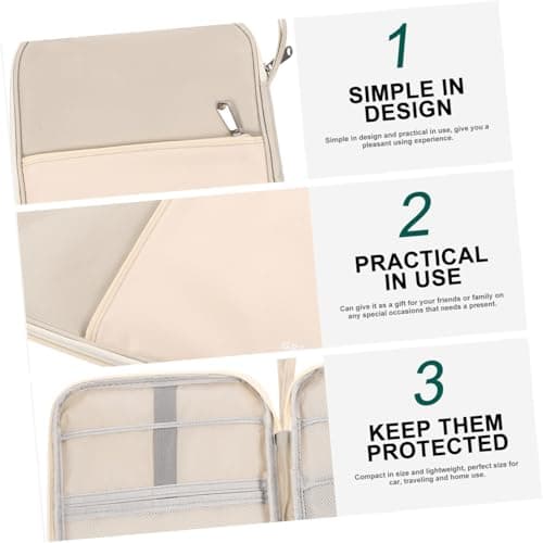 HOMSFOU Travel Cable Organizer Bag for Men Women Teens Electronics Storage Case with Multiple Compartments for Chargers Cords USB Cables Power Adapters Hard Drives Memory Cards Beige — view 3