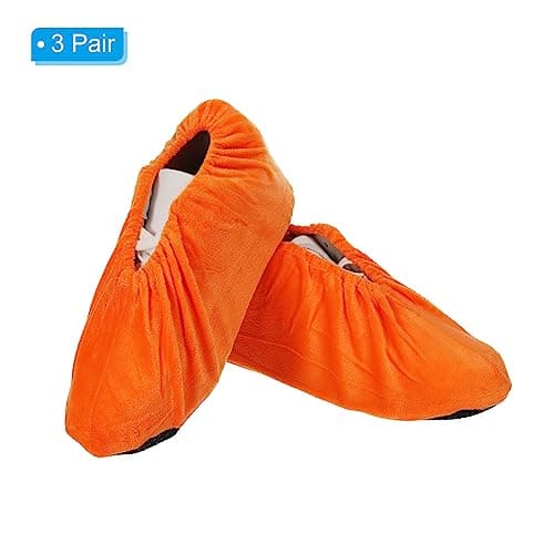 PATIKIL Shoe Covers, 3 Pairs Reusable Non Slip Shoe Protector Covers Washable Soft Shoe Cover for Household Office, Orange — view 3