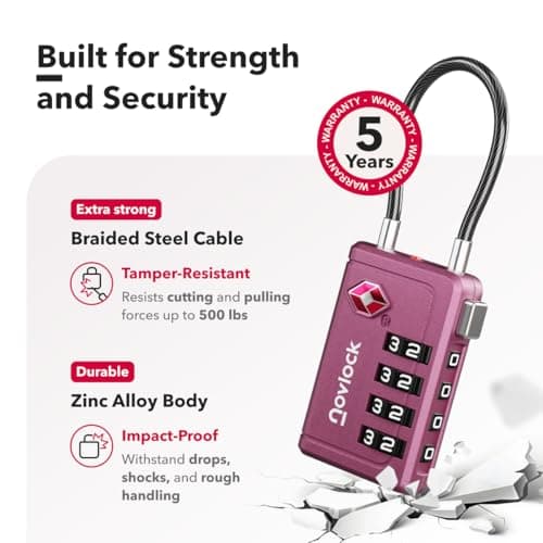 NovLock Suitcase Locks, TSA Approved Luggage Locks, 4-Digit Travel Padlocks — view 4
