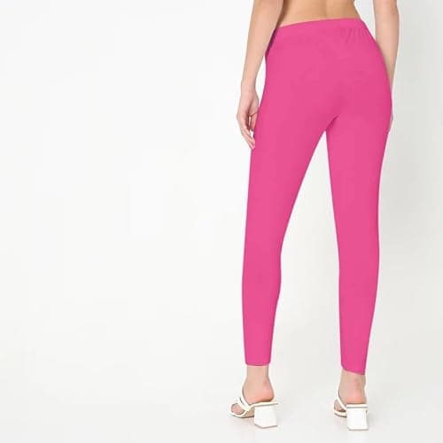 BODYWEAR LTD Womens Leggings Plain Stretchy Soft Leggings with Elasticated Waist Comfortable Plain Bottoms for Sports, Exercise, Active, Casual Wear Baby Pink, M-L — view 2