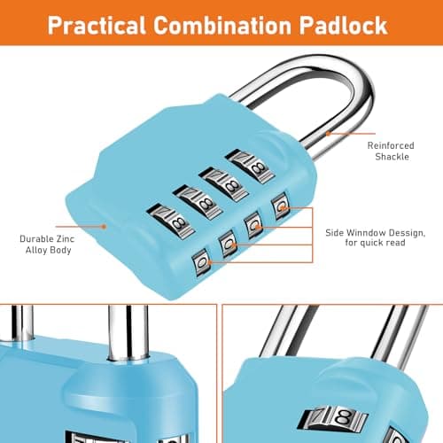 NAGE Combination Padlock, Code Padlock 4 Digit (2P, Sky Blue) — view 3