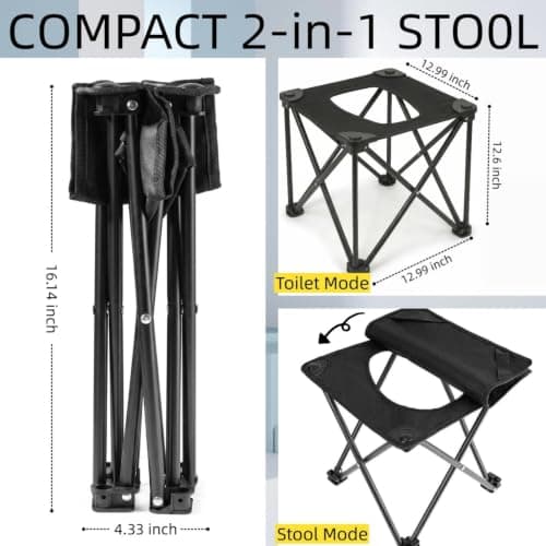 Portable Toilet Folding Stool, Sturdy Portable Toilets for Adults — view 3