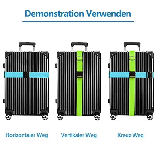 Aulese 4 Pack Luggage Straps, Adjustable Suitcase Straps with Luggage Labels, Easy to Spot Luggage Straps for Suitcases, Travel Accessories Band Luggage Belt for Baggage (4 Colours) — view 4
