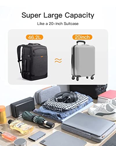 Inateck 38.5-46.2L Expandable Travel Business Backpack — view 3