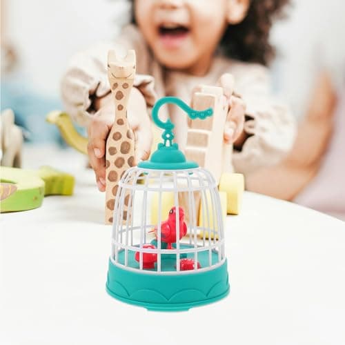 Lurrose Battery-operated Voice-controlled Bird with Realistic Chirping and Lifelike Birdcage Design, Portable Plastic Decorative Piece Suitable for Office and Birthday Party Favors — view 5