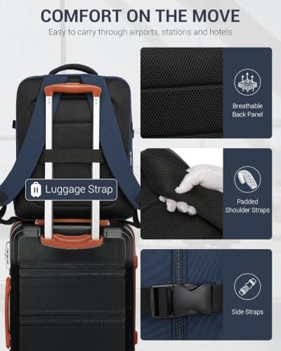 Kono EasyJet Cabin Bag 45x36x20, 32L Underseat Travel Backpack Navy — view 6