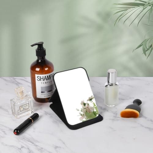 OSDUE Folding Tabletop Mirror, 16 * 11cm Black PU Leather Portable Travel and Desktop Vanity Mirror with Stand for Office Desk, Vanity Table, Camping — view 6
