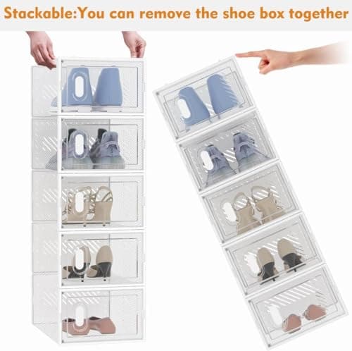 SIMPDIY Shoe Storage Box, 12 pcs Stackable Clear Shoe Boxes for UK 9.5 — view 4