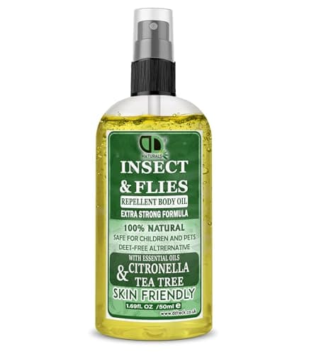 Insect Repellent with CITRONELLA & Tea Tree Essential Oil Repellent Against Mosquitoes, Biting Insects, Flies and Ticks for Body Oil Deet Free (50ml Spray)