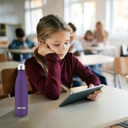 WATERSY Stainless Steel Insulated Water Bottle, Double Walled Metal Vacuum Flask Keep 24 Hrs Cold & 12 Hrs Hot Thermal Metal Sports Bottles 500ml BPA Free for Outdoor, Work, Gym, School (Deux Green) — view 2