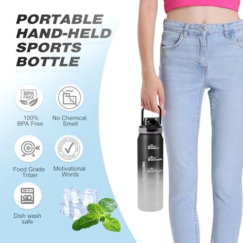 SEASEVEN Sports 1L Water Bottle with Straw for Gym,Office,Travel — view 6