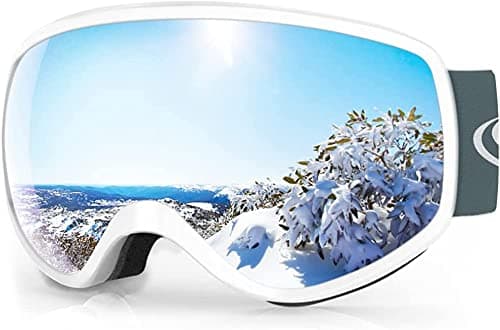 Findway Kids Ski Goggles,Kids Skiing Snow Goggles for Boys Girls Childrens,OTG 100% UV Protection Anti-fog for Ski Snowboard Ages 3-12,A Classic Silver